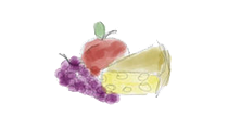 Obst und Käse Illustriert